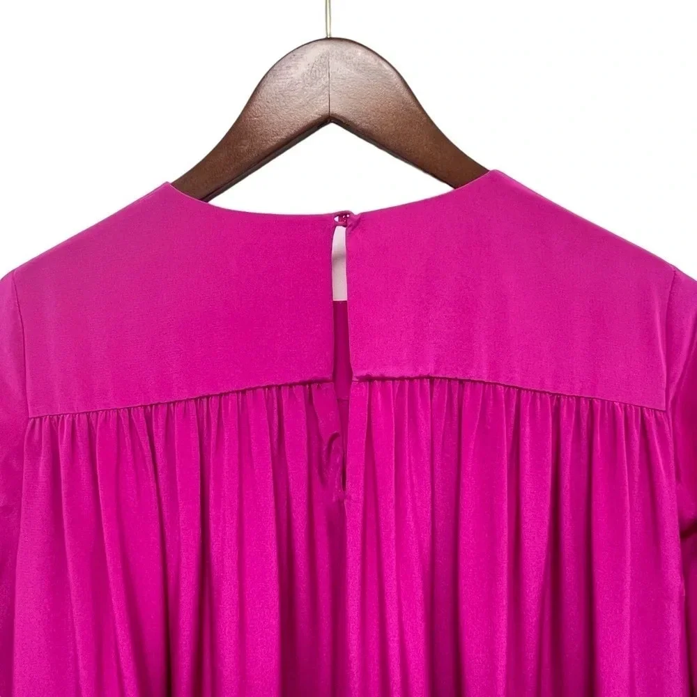 Diane von furstenberg DVF Ribbon Silk Swing Pleated Shift Pink Dress Chic Size 0 - Picture 8 of 12